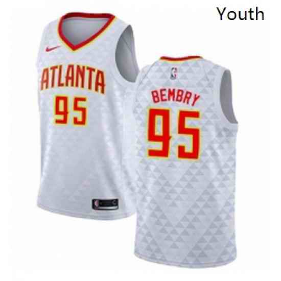 Youth Nike Atlanta Hawks 95 DeAndre Bembry Authentic White NBA Jersey Association Edition